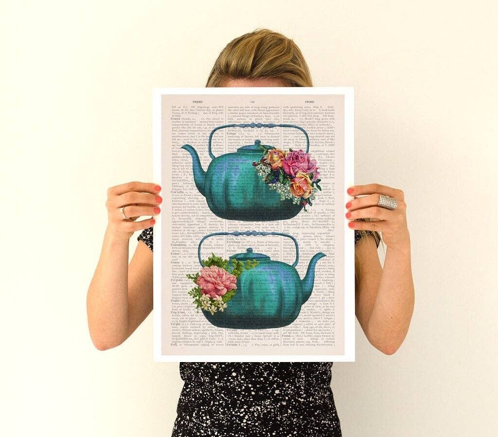 Weihnachten Svg, Weihnachtsgeschenke, Vintage Teekanne Poster, Teezeit Kunst, Küchenkunst, Teezeit, Tee-Party-Geschenk, Küchendekoration, Wandkunst, TVH238PA3