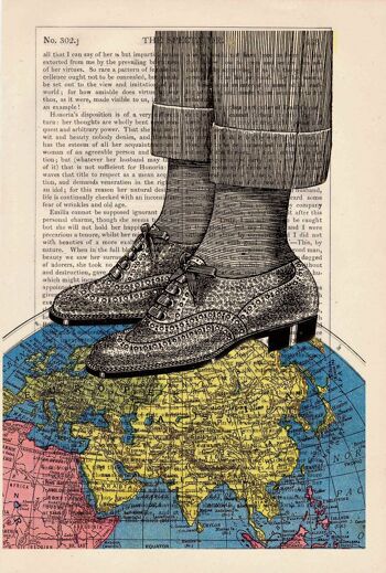 Svg de Noël, cadeaux de Noël, impression de collage de chaussures de carte du monde, le monde à vos pieds, décor d'art mural impression d'affiche cadeau d'art recyclé TVH119 - Page de livre 5.8x9.4 2