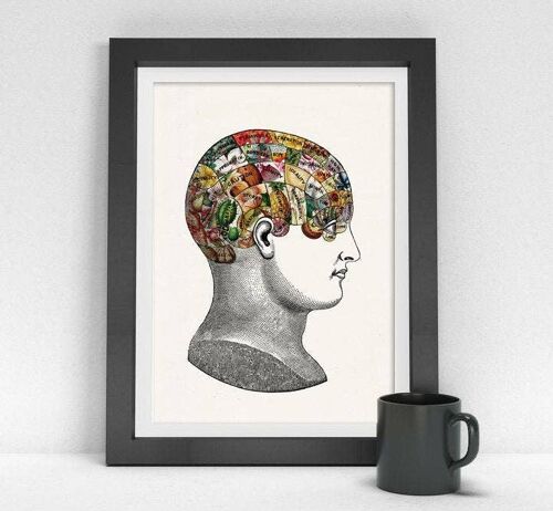 Xmas Svg, Christmas Svg, Nature of the Brain. Nature Collage - Anatomy Art - Brain Medical Art Print - Wall Art - Anatomy Print - SKA252WA3 - A4 White 8.2x11.6 (No Hanger)