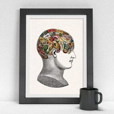 Noël Svg, Noël Svg, Nature du cerveau. Nature Collage - Anatomy Art - Cerveau Medical Art Print - Wall Art - Anatomy Print - SKA252WA3 - A4 Blanc 8.2x11.6 (No Hanger)