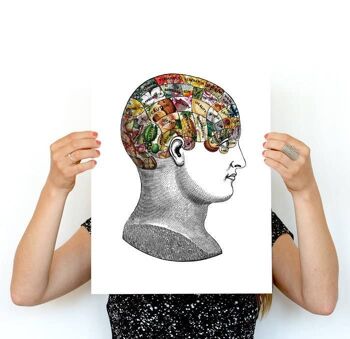 Noël Svg, Noël Svg, Nature du cerveau. Nature Collage - Anatomie Art - Brain Medical Art Print - Wall Art - Anatomie Print - SKA252WA3 - A4 Blanc 8.2x11.6 4