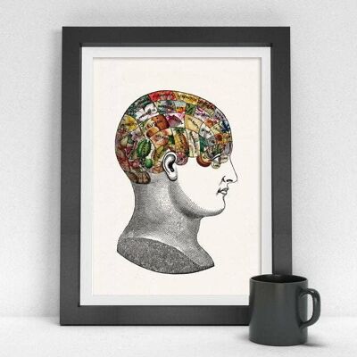Noël Svg, Noël Svg, Nature du cerveau. Nature Collage - Anatomie Art - Brain Medical Art Print - Wall Art - Anatomy Print - SKA252WA3 - A5 Blanc 5.8x8.2 (Pas de Cintre)