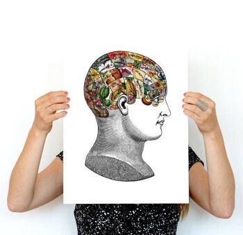 Noël Svg, Noël Svg, Nature du cerveau. Nature Collage - Anatomie Art - Brain Medical Art Print - Wall Art - Anatomy Print - SKA252WA3 - A5 Blanc 5.8x8.2 (Pas de Cintre) 4