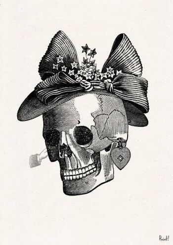 Svg de Noël, cadeau pour son cadeau de Noël cadeau de docteur Skull Book Print Vintage Print crâne d'une femme avec un chapeau Collage livre impression art SKA009 - blanc 8 x 10 2
