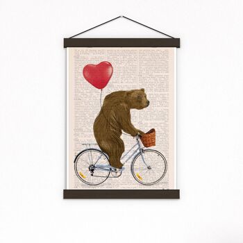 Svg de Noël, cadeau pour lui, cadeaux de Noël, art d'ours, ours grizzli sur une affiche de vélo, décoration murale de pépinière, art mural, affiche drôle, ANI222PA3 (sans cintre) 2