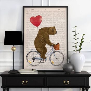 Svg de Noël, cadeau pour lui, cadeaux de Noël, art d'ours, ours grizzli sur une affiche de vélo, décoration murale de pépinière, art mural, affiche drôle, ANI222PA3 (sans cintre) 4