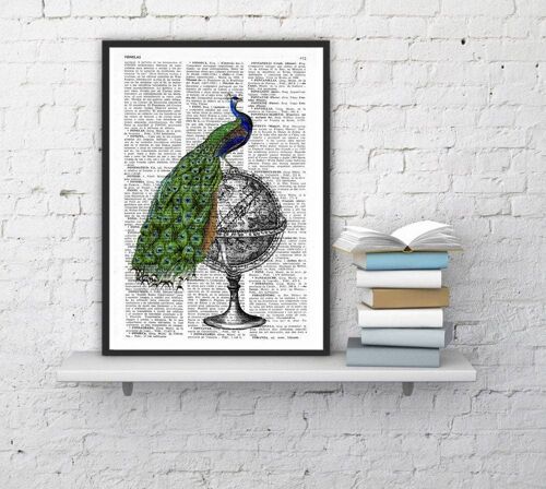 Xmas Svg, Gift for him, Christmas Gifts, Peacock over Zodiac, Wall Art, Wall Decor, Gift Art for Home, Nursery wall art, Prints, ANI147 - Book Page S 5x7