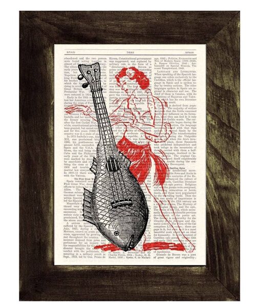 Xmas Svg, Welcome spring Ukulele Upcycled Dictionary Page Upcycled Book Art Upcycled Print Vintage Art Print Ukulele Lady Print SEA028 - Book Page S 5x7