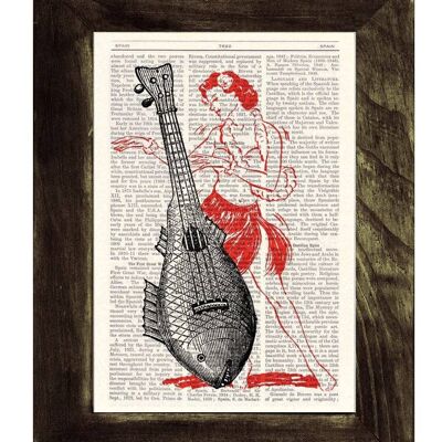 Xmas Svg, Welcome spring Ukulele Upcycled Dictionary Page Upcycled Book Art Upcycled Print Vintage Art Print Ukulele Lady Print SEA028 - Book Page M 6.4x9.6