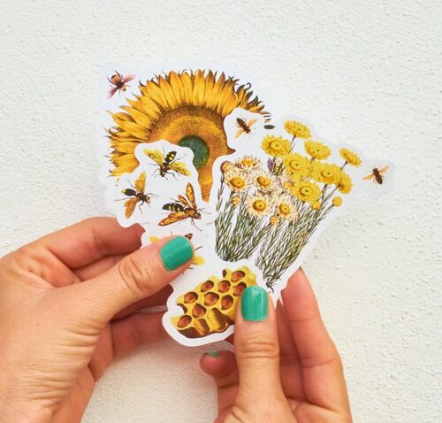 Yellow Flowers and Bees Stickers