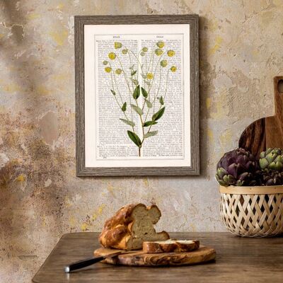 Yellow Wild Flowers Print - Book Page L 8.1x12 (No Hanger)
