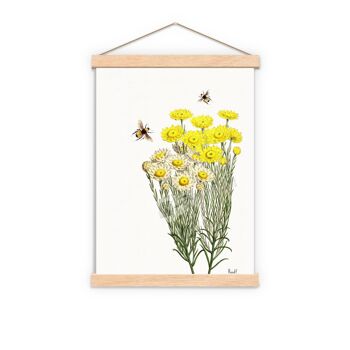 Affiche fleurs sauvages jaunes avec abeilles - Blanc 8x10 2