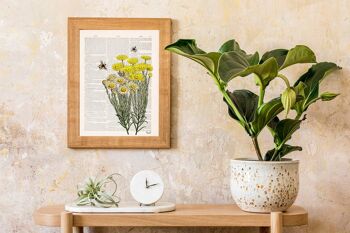 Affiche fleurs sauvages jaunes avec abeilles - Blanc 8x10 4