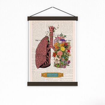 Art mural de yoga Poumons avec des fleurs BREATH Print art mural anatomie humaine - Impressions cadeaux pour étudiants en sciences - Cadeau pour arrêter de fumer - Cadeau Therapyst SKA130 - Page de livre M 6,4 x 9,6 (sans cintre) 2