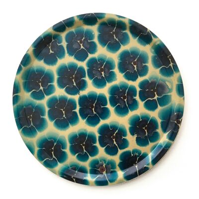 Tray with handmade paper patterns - blue flowers