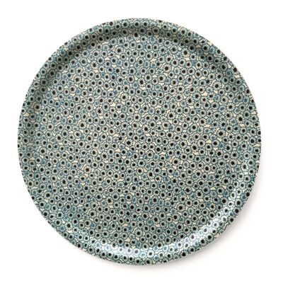 Tray with Japanese paper - small blue flowers