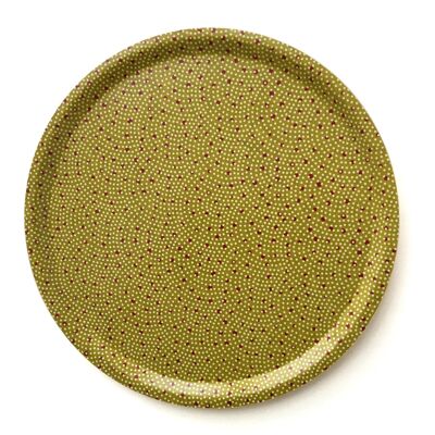 Tray with Japanese paper - pattern shark skin in mustard with red dots