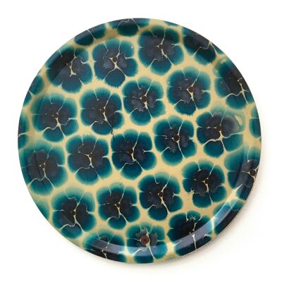 Tray with marbled paper, blue flowers