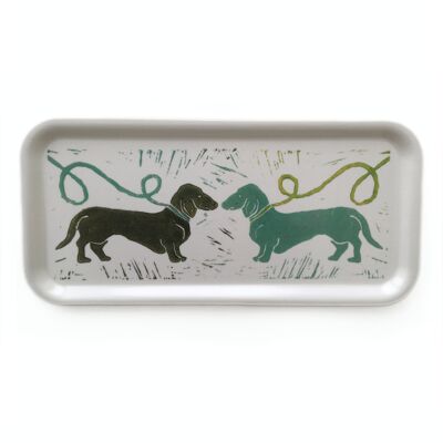 Tray with linocut print - dachshund