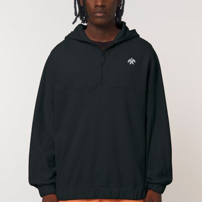 Black Wave Terry Half Zip Hoodie