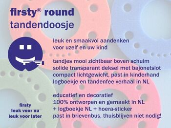 Opvallend Tandendoosje - Firsty Round Fluor Groen - Jongen/Meisje - Incl Logboekje NL + Hoera-Sticker + Koelkastmagneet 6