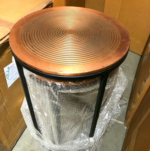 Round Spiral Brass Side Table - Copper - Large