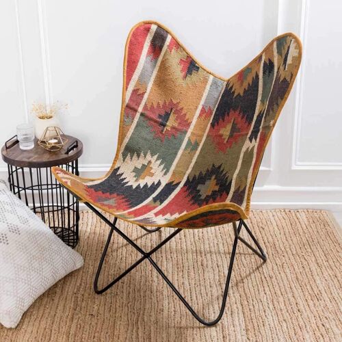 Vintage Style Butterfly Chair - White Stripes