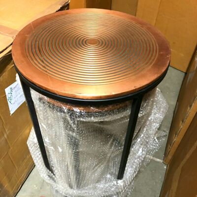 Round Spiral Brass Side Table - Copper - Small