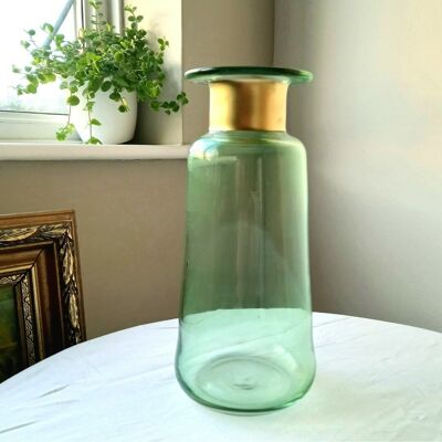 Mundgeblasene Blumenvase aus grünem Glas - Dhuni - Groß