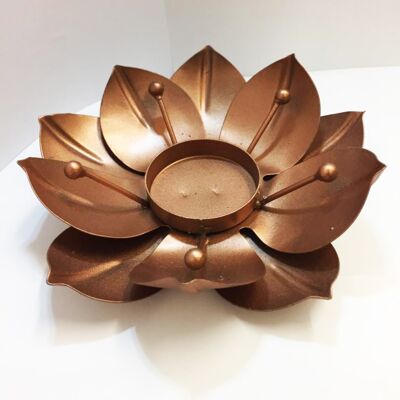 Kerzenhalter aus Metall - Lotus Flower Design - Kupferfarbe