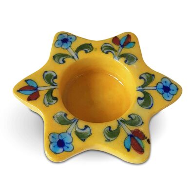 Portavelas de cerámica - Diseño floral (TLT-CER-MIX-BSQ)