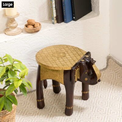 Wooden Elephant Side Table - Large