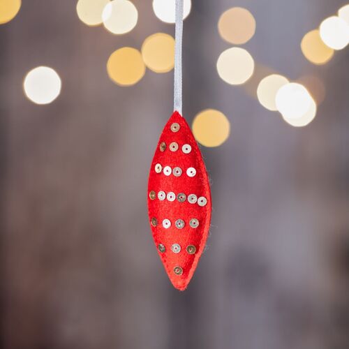Set of 3 Fabric Xmas Tree Decorations with Sequins
