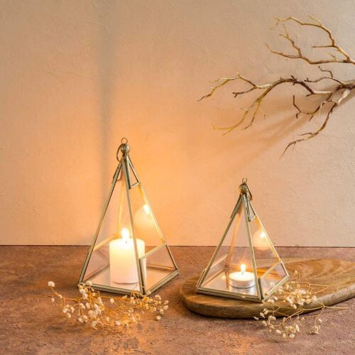 Pyramid Glass Candle Holders - Large
