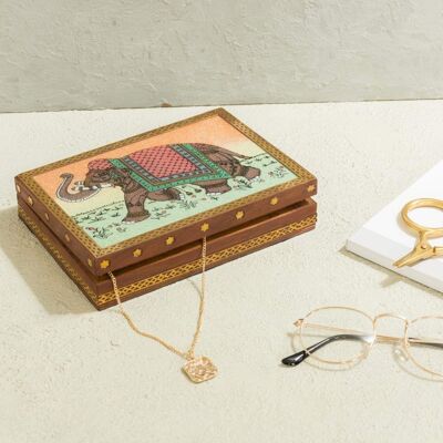 Boîte à bijoux artisanale en bois d'éléphant