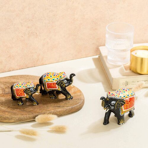 Painted Wooden Elephant Figurine