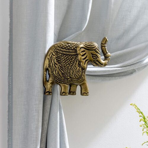 Elephant Curtain Tie Back - Pair of Left and Right