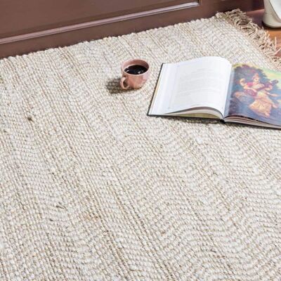 Rechteckiger Jute-Teppich in Beige - Groß