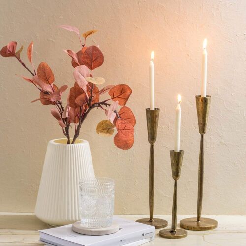 Tall Iron Gold Candlestick Holders - H12xD3.5inch