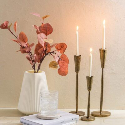 Tall Iron Gold Candlestick Holders - H8xD2.5inch