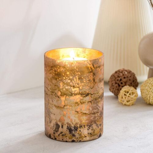 Golden Glow Cylinder Candle Holder - Kashi