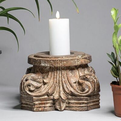 Wooden Pillar Base Candle Stand