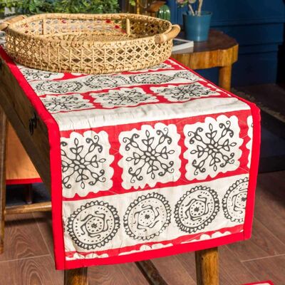 Ensemble chemin de table et sets de table rouge - chemin de table