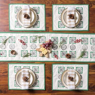 Grünes Tischläufer- und Platzdeckchen-Set – Tischsets – 4er-Set