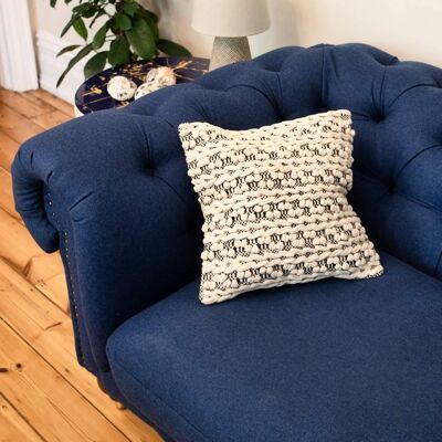 Tufted Cushion Cover - White & Black