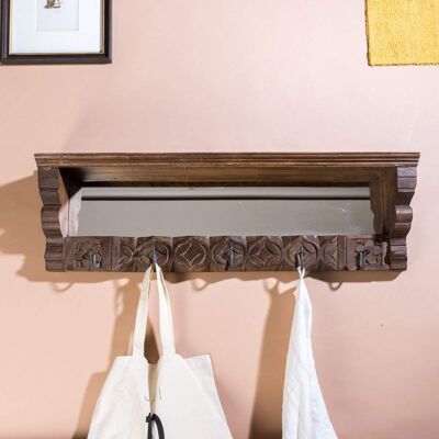 Wooden Coat Rack With Mirror