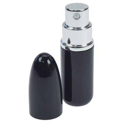 Pocket atomizer, aluminum, black, for 4 ml, height: 7.5 cm