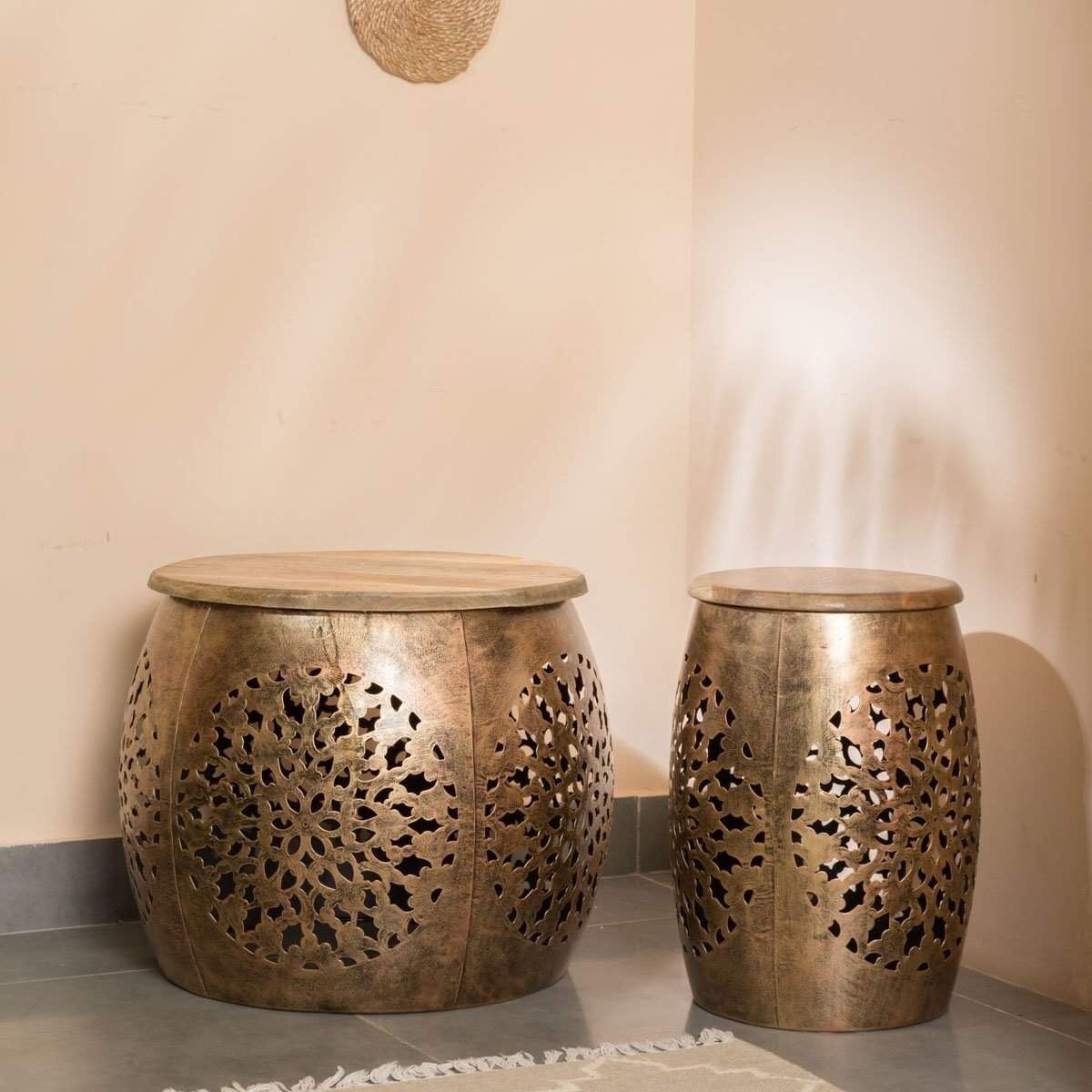 Couchtisch aus Eisen und Holz – klein