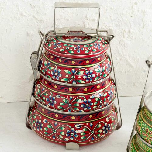 Tiffin Box with Three Tiers - Red