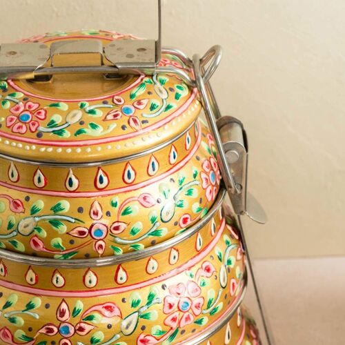 Tiffin Box with Three Tiers - Yellow